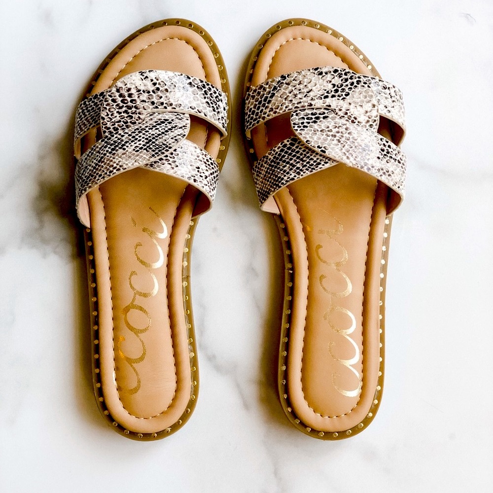 Ccocci Sugar Slippers beige snake skin sandals